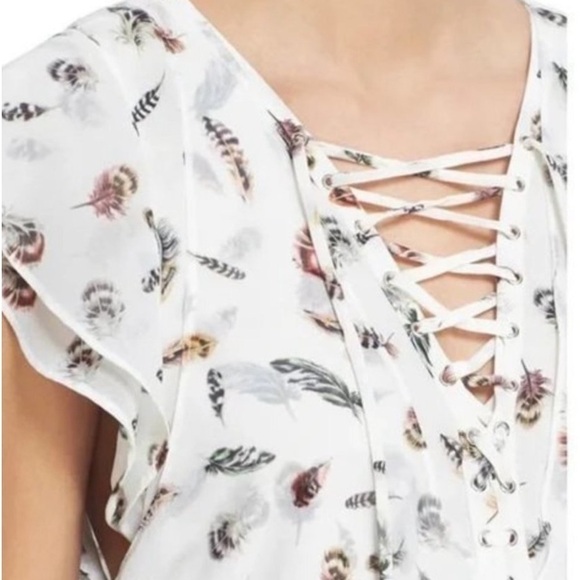 The Kooples Silk Flounce Ruffle Sleeve Feather Mini Dress - Picture 5 of 13